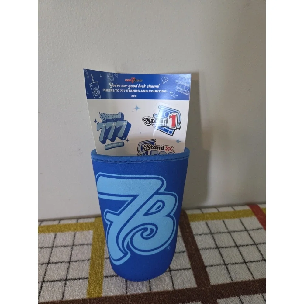 7 Brew - Father's Day Blue Brewzie Drink Koozie Promo With Stickers